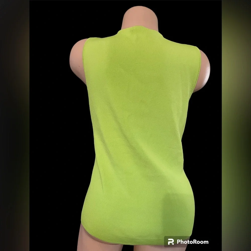 Cable and Gauge Sleeveless Top Lime Green - Picture 2 of 8